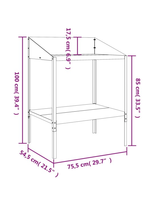 Stojan na rostliny antracitový 75,5x54,5x100cm pozinkovaná ocel