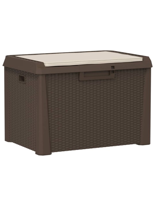 Zahradní úložný box s poduškou hnědý 125 l PP