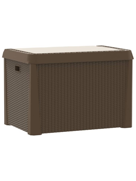 Zahradní úložný box s poduškou hnědý 125 l PP