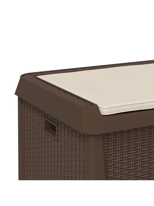 Zahradní úložný box s poduškou hnědý 125 l PP