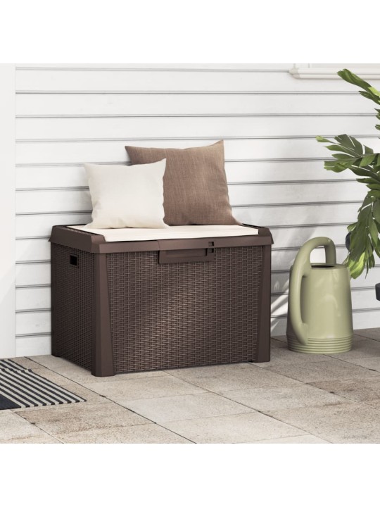 Zahradní úložný box s poduškou hnědý 125 l PP