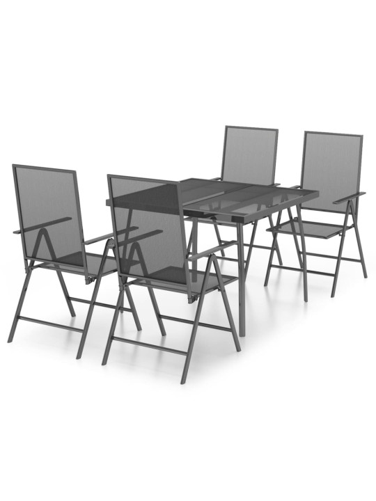 5dílný zahradní jídelní set antracitový ocel