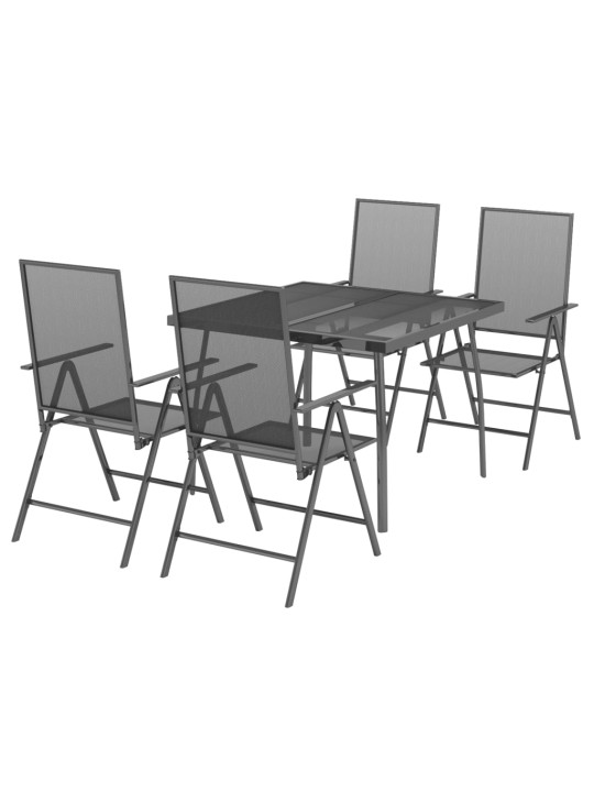 5dílný zahradní jídelní set antracitový ocel