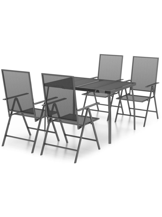 5dílný zahradní jídelní set antracitový ocel