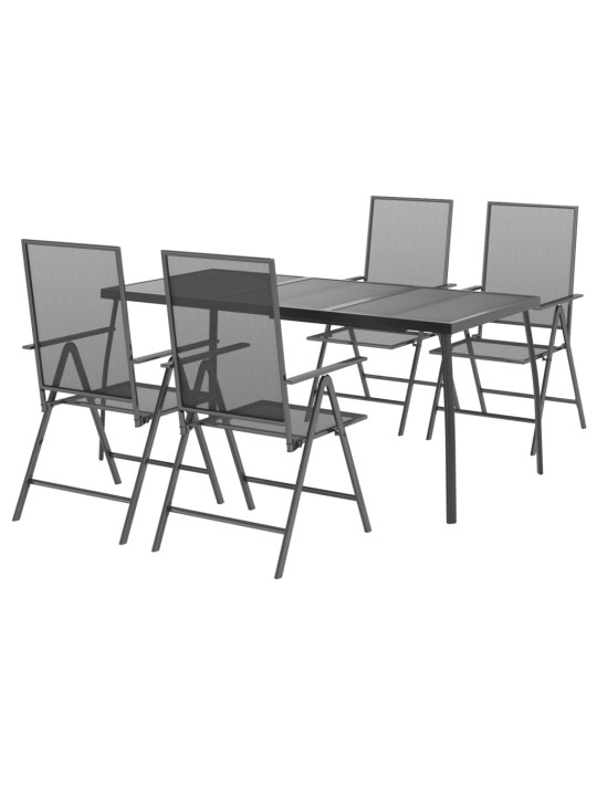 5dílný zahradní jídelní set antracitový ocel