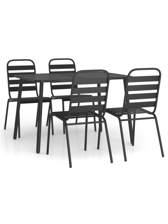 5dílný zahradní jídelní set antracitový ocel
