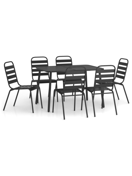 7dílný zahradní jídelní set antracitový ocel