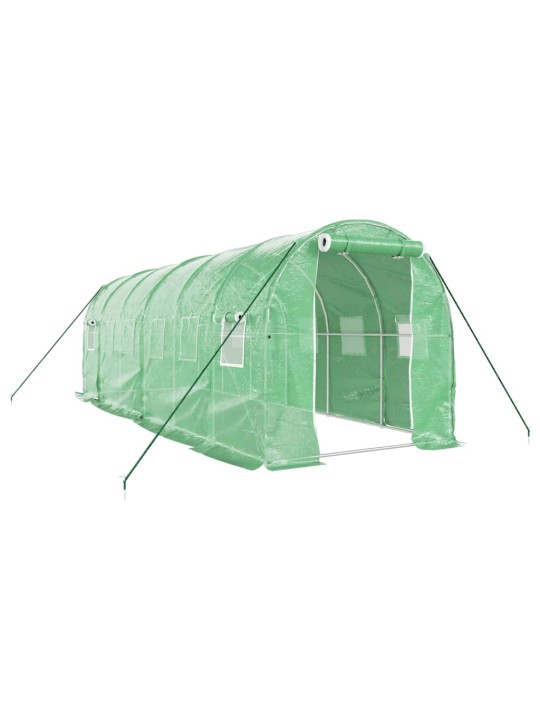 Skleník s ocelovým rámem zelený 12 m² 6 x 2 x 2 m