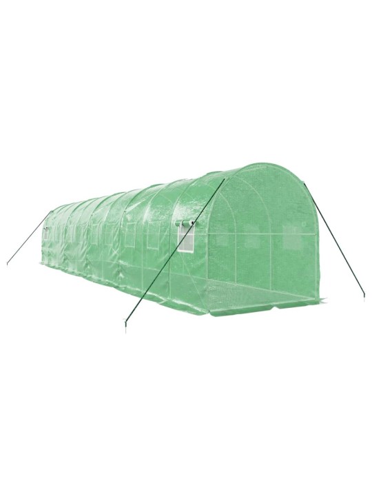 Skleník s ocelovým rámem zelený 20 m² 10 x 2 x 2 m