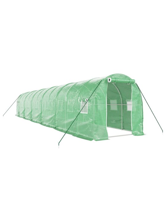 Skleník s ocelovým rámem zelený 24 m² 12 x 2 x 2 m