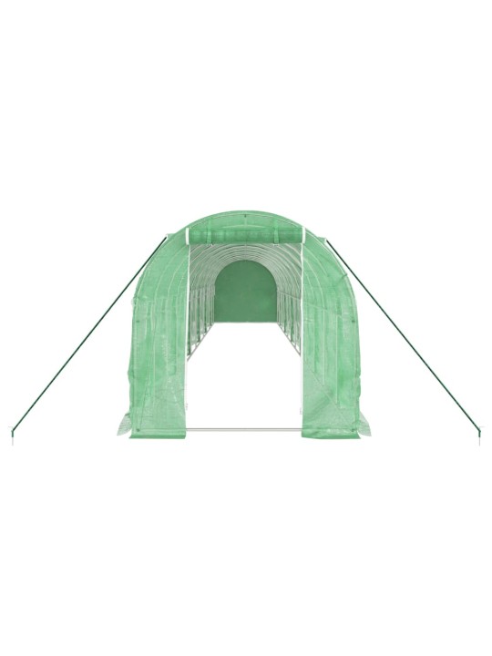 Skleník s ocelovým rámem zelený 24 m² 12 x 2 x 2 m