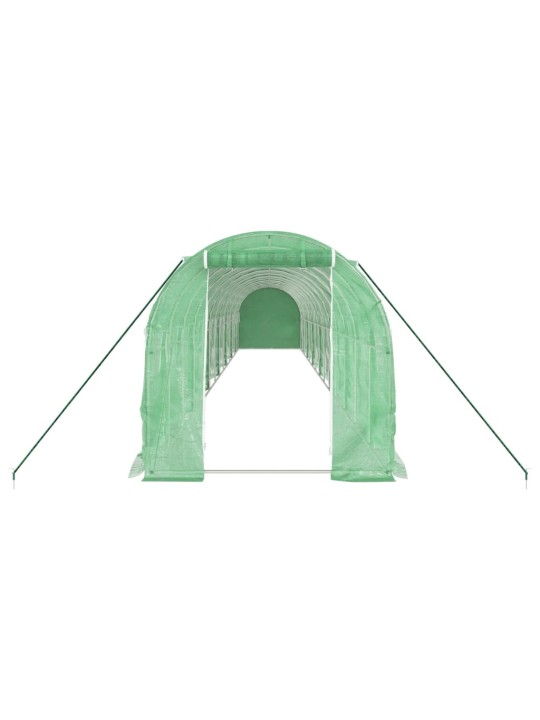 Skleník s ocelovým rámem zelený 28 m² 14 x 2 x 2 m