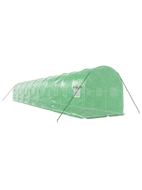 Skleník s ocelovým rámem zelený 28 m² 14 x 2 x 2 m