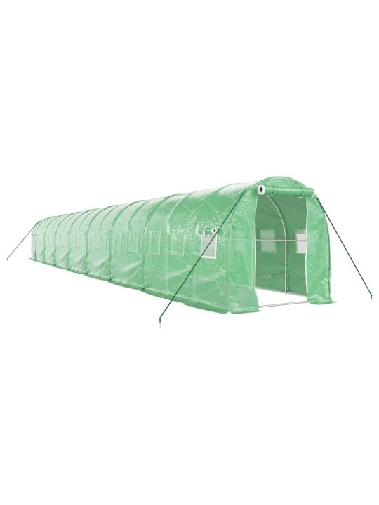Skleník s ocelovým rámem zelený 32 m² 16 x 2 x 2 m