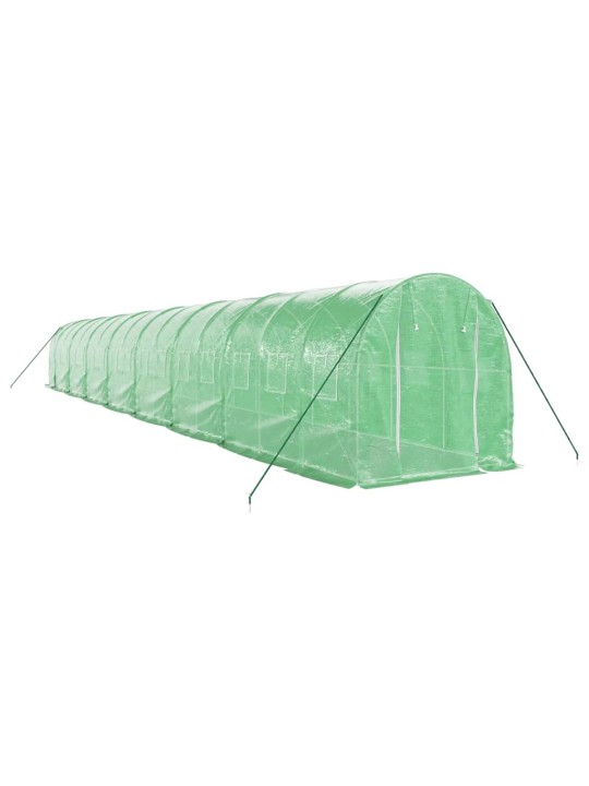 Skleník s ocelovým rámem zelený 32 m² 16 x 2 x 2 m