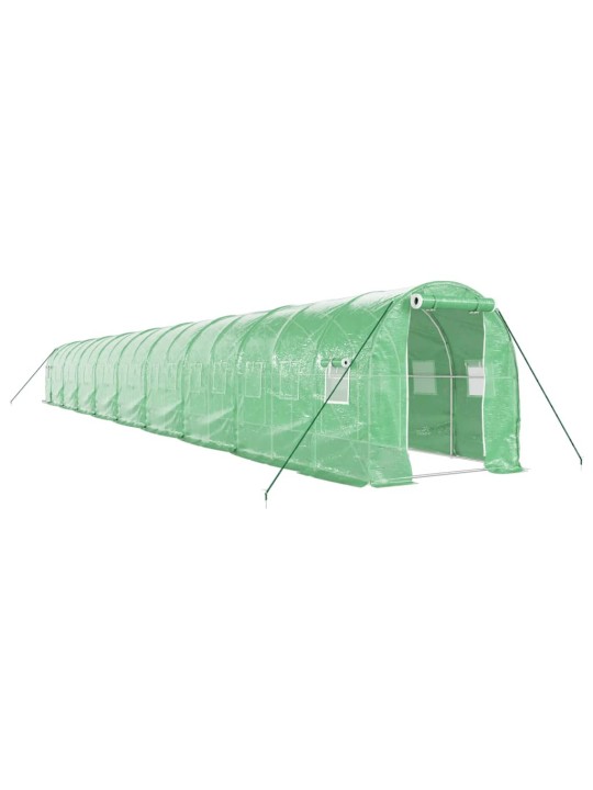Skleník s ocelovým rámem zelený 36 m² 18 x 2 x 2 m