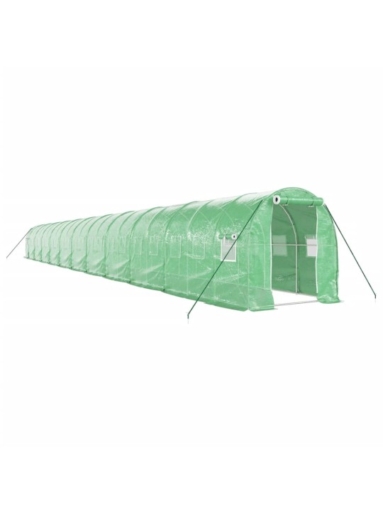Skleník s ocelovým rámem zelený 44 m² 22 x 2 x 2 m
