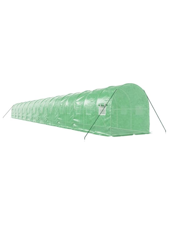 Skleník s ocelovým rámem zelený 44 m² 22 x 2 x 2 m