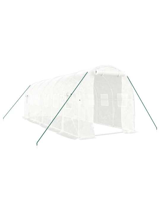 Skleník s ocelovým rámem bílý 12 m² 6 x 2 x 2 m