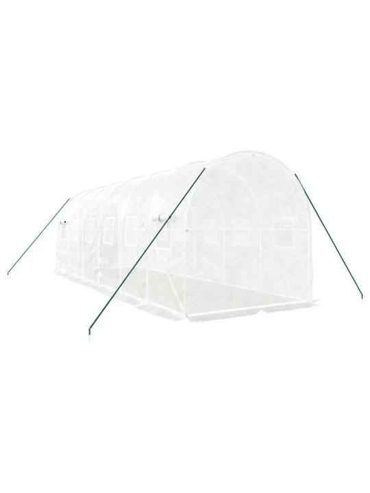 Skleník s ocelovým rámem bílý 12 m² 6 x 2 x 2 m