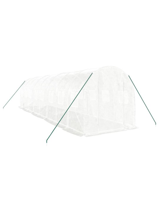 Skleník s ocelovým rámem bílý 16 m² 8 x 2 x 2 m