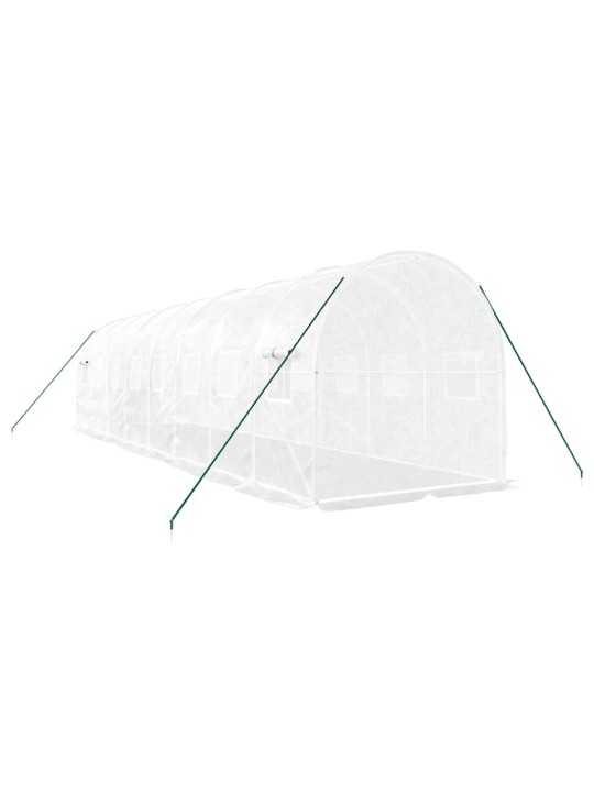 Skleník s ocelovým rámem bílý 16 m² 8 x 2 x 2 m