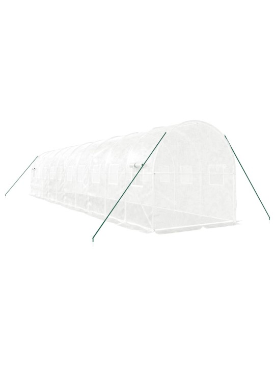 Skleník s ocelovým rámem bílý 20 m² 10 x 2 x 2 m