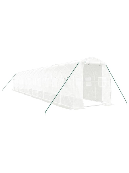 Skleník s ocelovým rámem bílý 24 m² 12 x 2 x 2 m