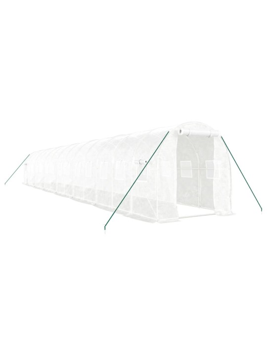 Skleník s ocelovým rámem bílý 28 m² 14 x 2 x 2 m