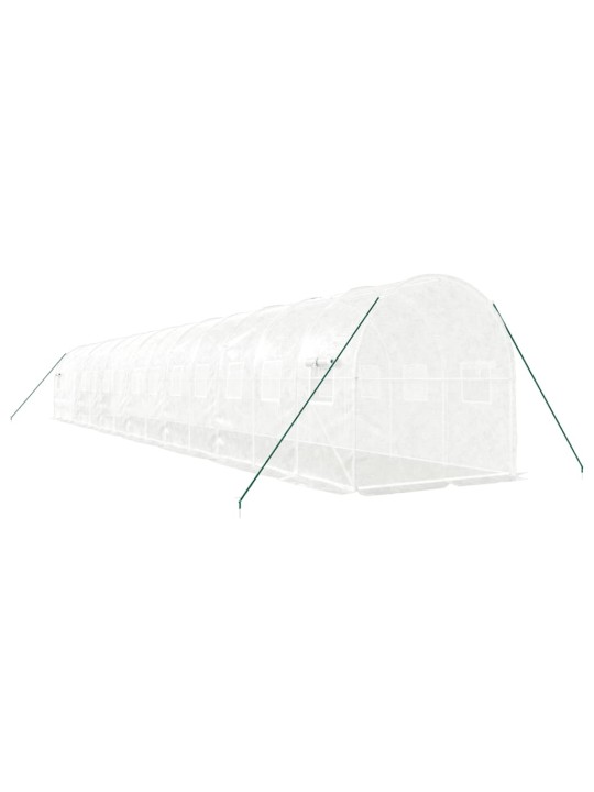 Skleník s ocelovým rámem bílý 28 m² 14 x 2 x 2 m
