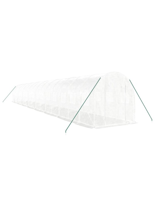 Skleník s ocelovým rámem bílý 32 m² 16 x 2 x 2 m