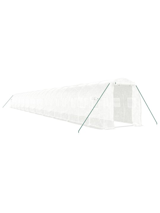 Skleník s ocelovým rámem bílý 44 m² 22 x 2 x 2 m