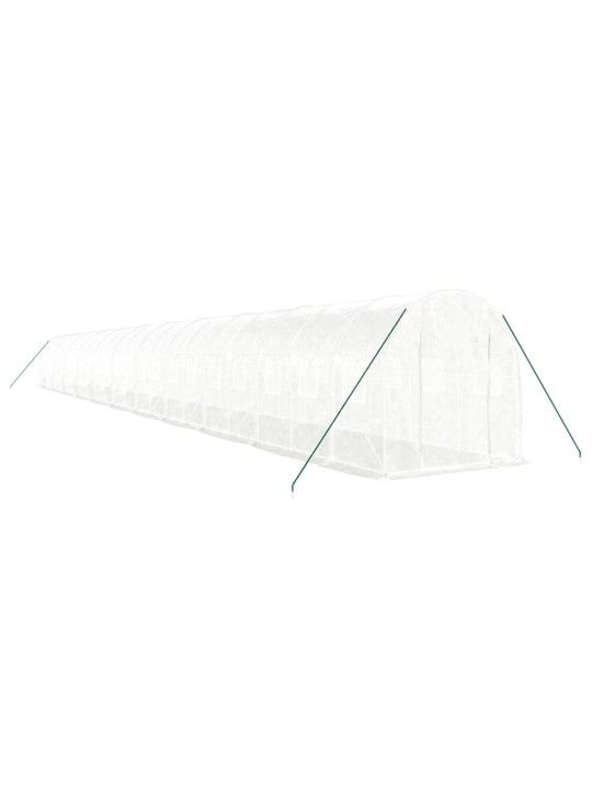 Skleník s ocelovým rámem bílý 44 m² 22 x 2 x 2 m