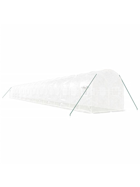 Skleník s ocelovým rámem bílý 44 m² 22 x 2 x 2 m