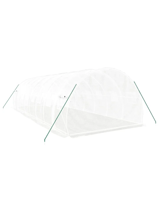 Skleník s ocelovým rámem bílý 24 m² 8 x 3 x 2 m