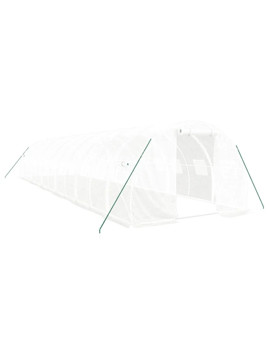 Skleník s ocelovým rámem bílý 36 m² 12 x 3 x 2 m