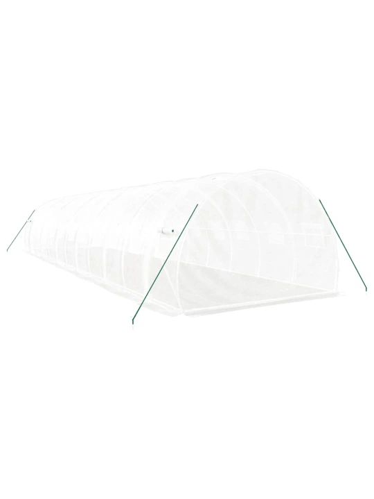 Skleník s ocelovým rámem bílý 36 m² 12 x 3 x 2 m