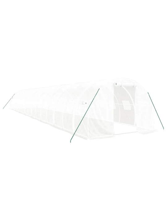 Skleník s ocelovým rámem bílý 48 m² 16 x 3 x 2 m