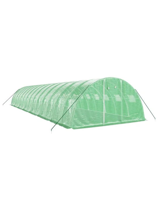 Skleník s ocelovým rámem zelený 56 m² 14 x 4 x 2 m