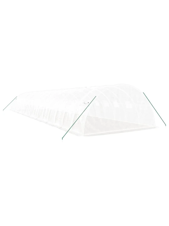 Skleník s ocelovým rámem bílý 64 m² 16 x 4 x 2 m