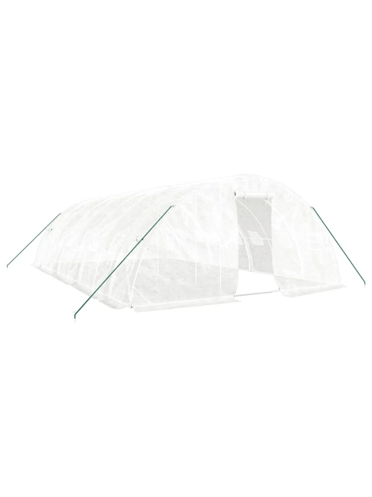 Skleník s ocelovým rámem bílý 40 m² 8 x 5 x 2,3 m