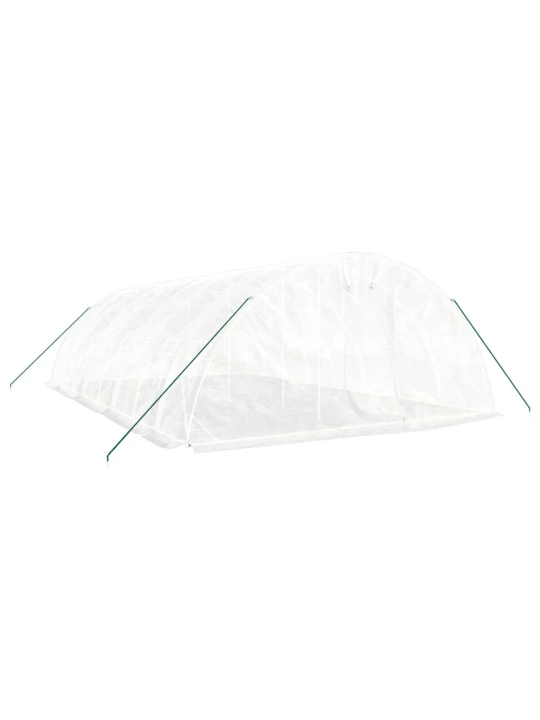 Skleník s ocelovým rámem bílý 40 m² 8 x 5 x 2,3 m