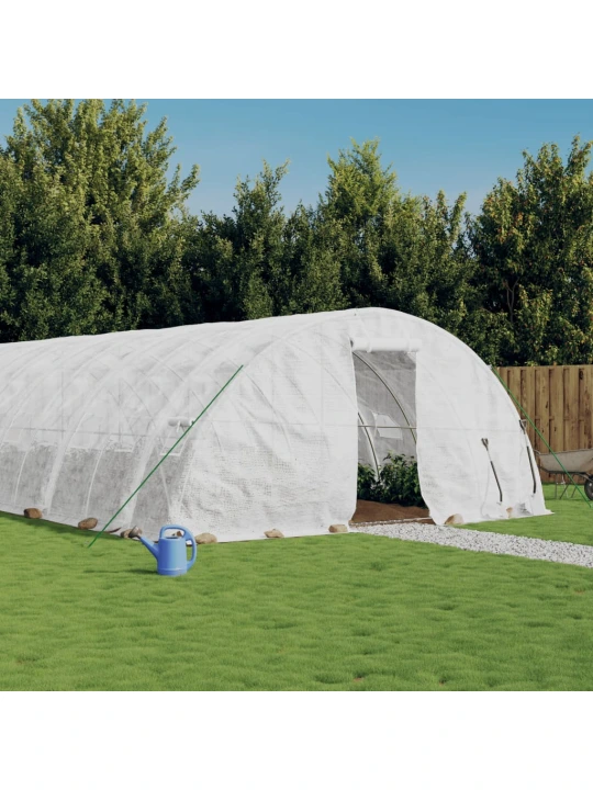 Skleník s ocelovým rámem bílý 50 m² 10 x 5 x 2,3 m