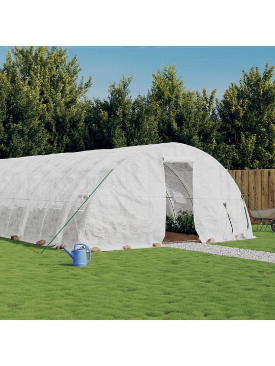 Skleník s ocelovým rámem bílý 60 m² 12 x 5 x 2,3 m