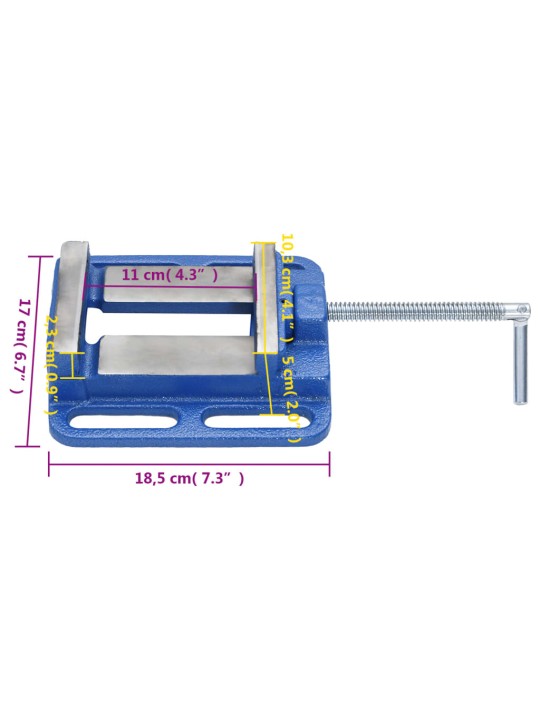Svěrák pod sloupovou vrtačku modrý 100 mm litina