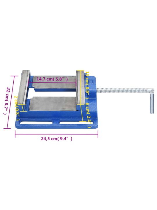 Svěrák pod sloupovou vrtačku modrý 150 mm litina
