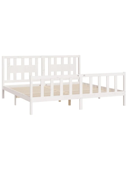 Rám postele s čelem bílý masivní borové dřevo 200 x 200 cm