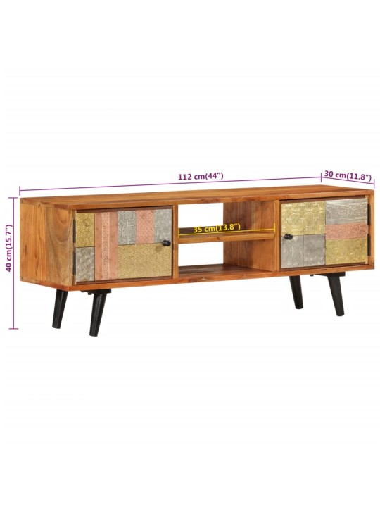 Tv skříňka s dvířky 112 x 30 x 40 cm masivní akácie a kov