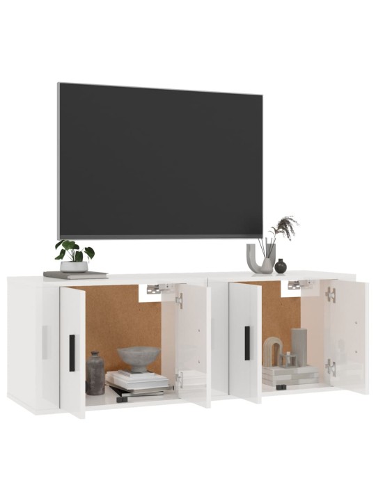 Nástěnné TV skříňky 2 ks bílé s vysokým leskem 57x34,5x40 cm