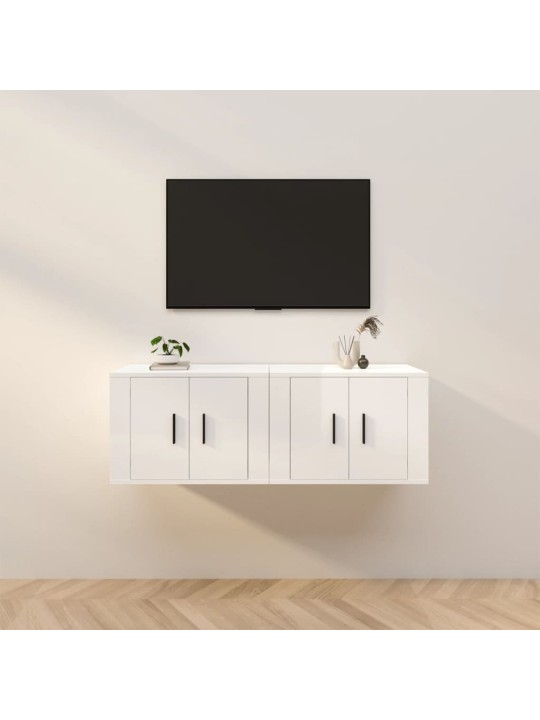 Nástěnné TV skříňky 2 ks bílé s vysokým leskem 57x34,5x40 cm